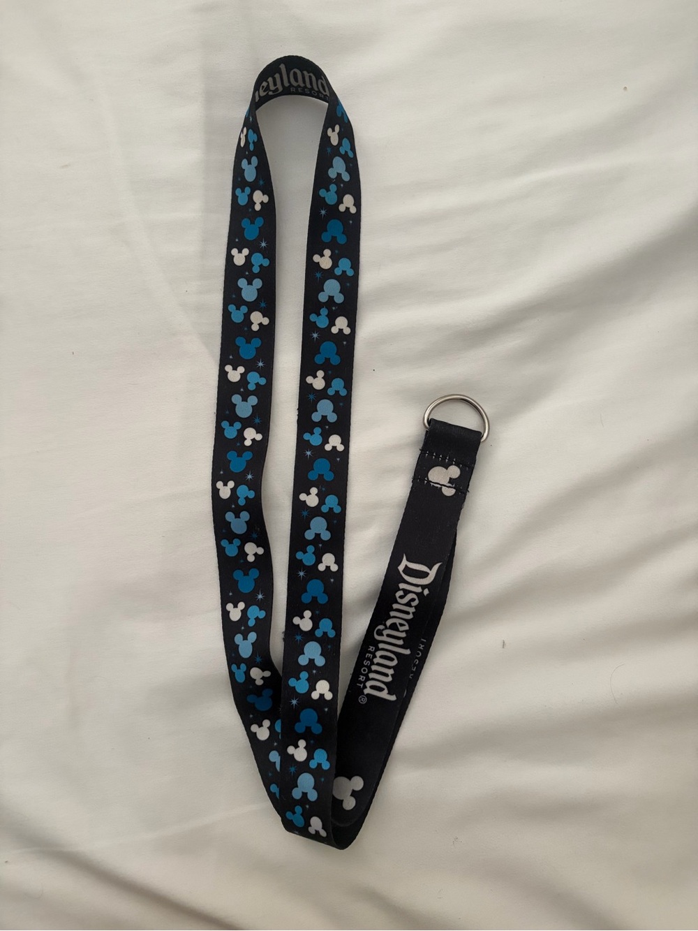 Disneyland Black Lanyard with Blue and White Mickey Icons